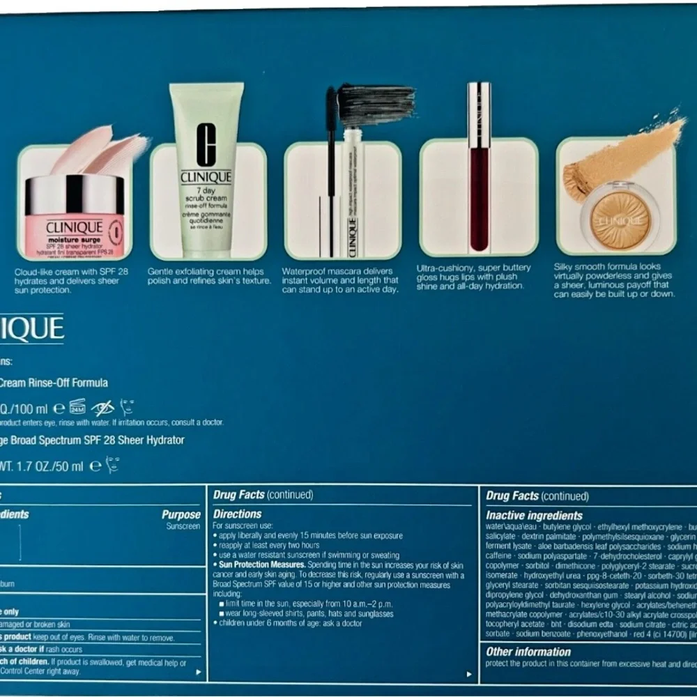 Clinique Sunny Day Skincare and Makeup Staples 5 pcs Full Size with Tote Bag. Va - Picture 5 of 9